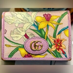 GUCCI Bi-Fold Wallet Folding Flora Limited Edition Day Canvas Light Purple